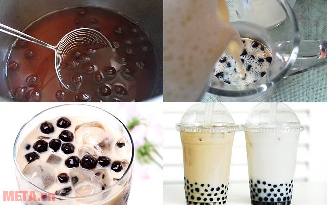 Pha trà sữa và kết hợp với trân trâu mang lại hương vị tuyệt vời 