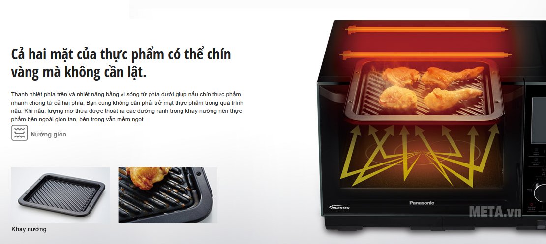 Lò vi sóng điện tử Panasonic NN-DS596BYUE giúp thực phẩm chín nhanh 