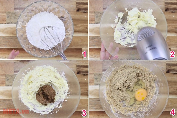 Các bước thực hiện bánh quy dừa hạnh nhân