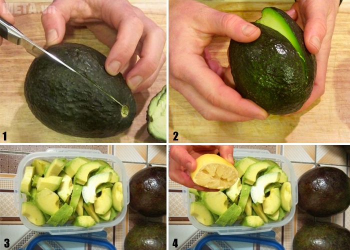 Cách bảo quản bơ trong ngăn đá bằng cách xắt từng miếng Cách bảo quản bơ trong ngăn đá bằng cách xắt từng miếng