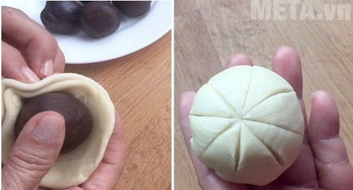 Bạn tạo hình cho bánh như hình trên để khi dán bánh có hình đẹp