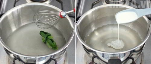 Bạn cho thêm sữa vào phần thạch để thêm vị ngậy cho món ăn Bạn cho thêm sữa vào phần thạch để thêm vị ngậy cho món ăn