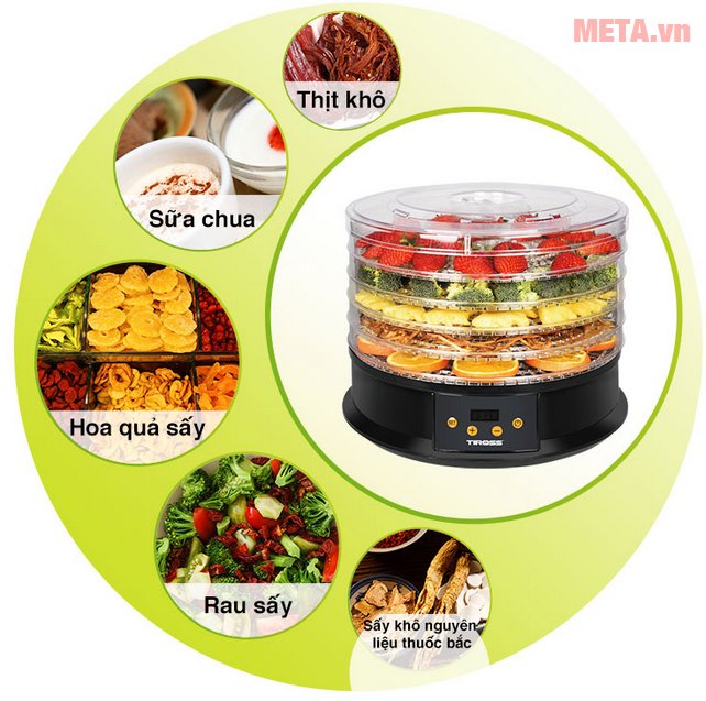 Máy sấy hoa quả, thực phẩm đa năng Tiross TS9682 Máy sấy hoa quả, thực phẩm đa năng Tiross TS9682