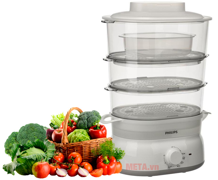 Nồi hấp điện đa năng - "cánh tay phải" đắc lực cho chị em nội trợ Nồi hấp Philips HD9125