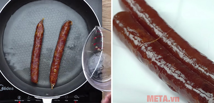 Hình ảnh chiên lạp xưởng với nước dừa. Hình ảnh chiên lạp xưởng với nước dừa.