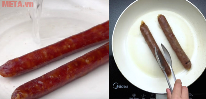 Hình ảnh chiên lạp xưởng với nước. Hình ảnh chiên lạp xưởng với nước.