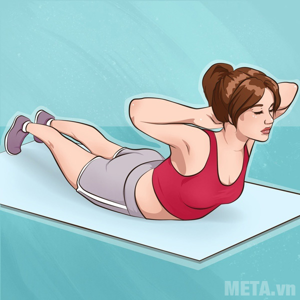 Nằm xuống thảm và tập gập bụng Nằm xuống thảm và tập gập bụng