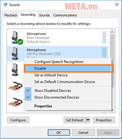 Tắt thiết bị âm thanh có thể gây nhiễu