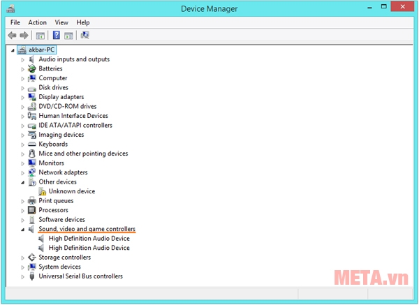 Tìm mục Sound, video and game controllers