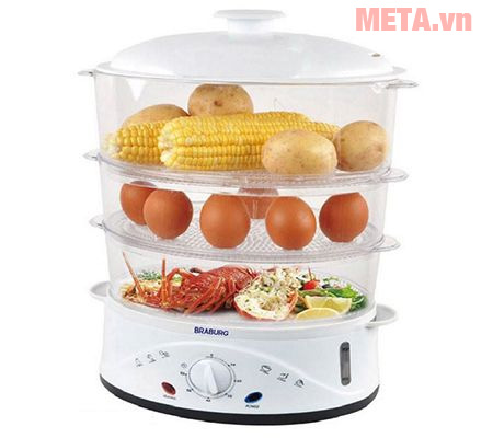 Nồi hấp điện đa năng - "cánh tay phải" đắc lực cho chị em nội trợ Nồi hấp 3 tầng Braburg