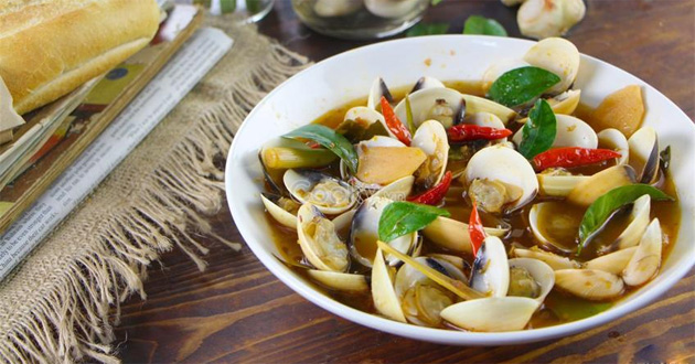 Thành phẩm ngao hấp sả