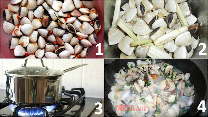 Các bước làm món ngao hấp sả
