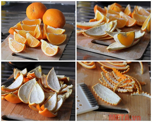 Bước 1: Sơ chế vỏ cam Bước 1: Sơ chế vỏ cam