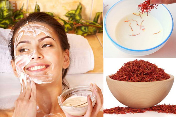Làm mặt nạ saffron kết hợp với sữa tươi Công dụng làm đẹp của nhụy hoa nghệ tây
