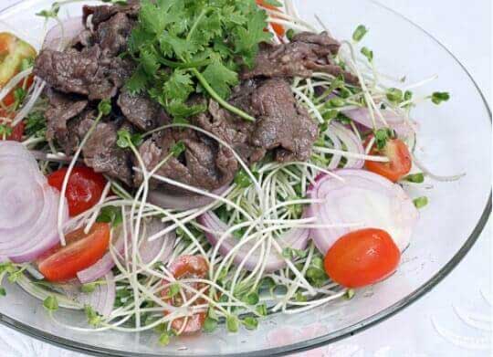 Rau mầm trộn thịt bò
