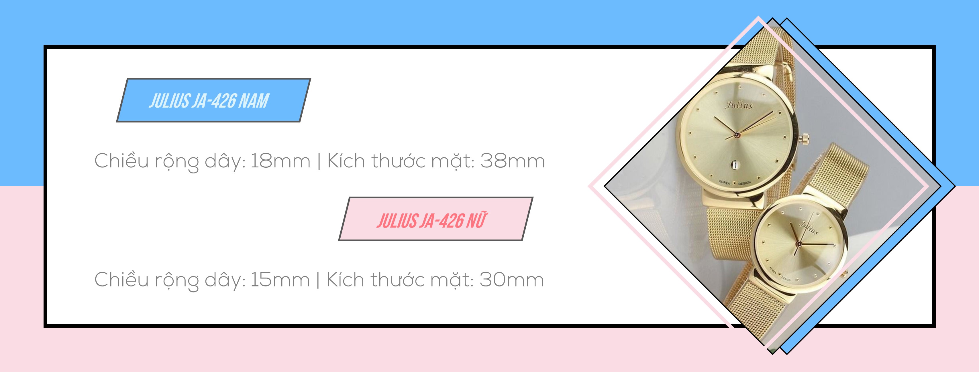 Cặp đôi Đồng hồ nam Julius JA-426 và Đồng hồ nữ Julius JA-426