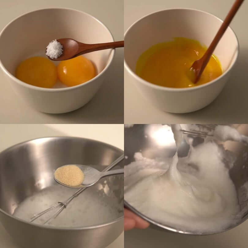 Bước 2: Đánh lòng đỏ và lòng trắng trứng