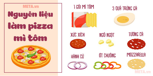 Nguyên liệu làm pizza mì tôm ngon tuyệt