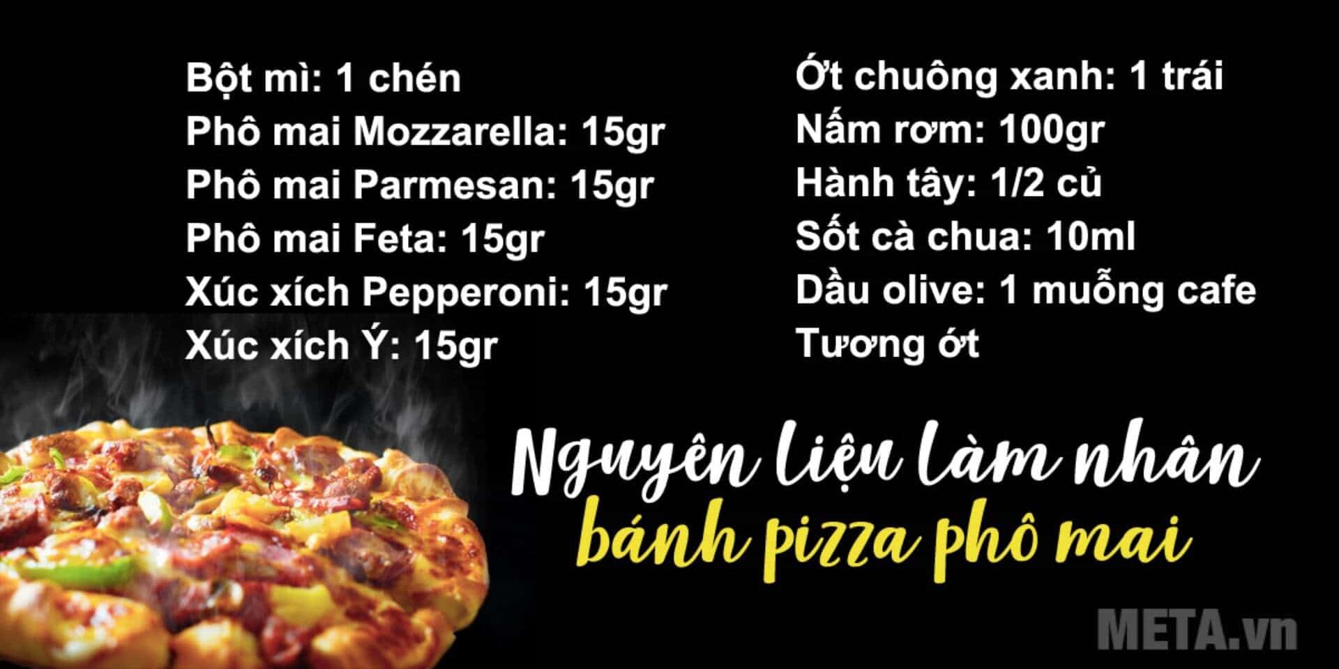 Nguyên liệu làm nhân bánh pizza phô mai tại nhà Nguyên liệu làm nhân bánh pizza phô mai tại nhà