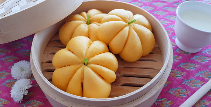 Thành phẩm bánh bao bí đỏ 