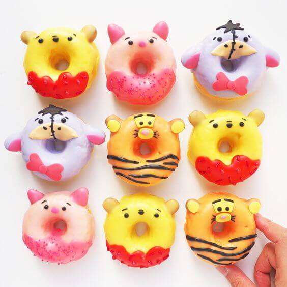 Bánh donut gia đình gấu Pooh dễ thương