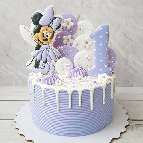Bánh sinh nhật mừng bé gái đầy tháng với tông màu tím xu hướng