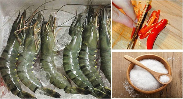 Nguyên liệu làm tôm nướng muối ớt