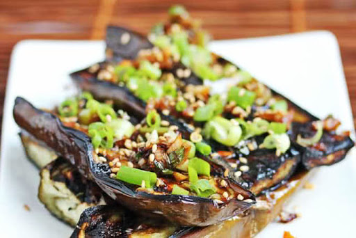 Cà tím nướng mỡ hành Cà tím nướng mỡ hành