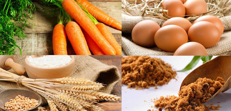 Nguyên liệu làm bánh bông lan cà rốt