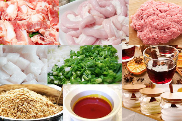 Nguyên liệu làm dồi sụn nướng Nguyên liệu làm dồi sụn nướng