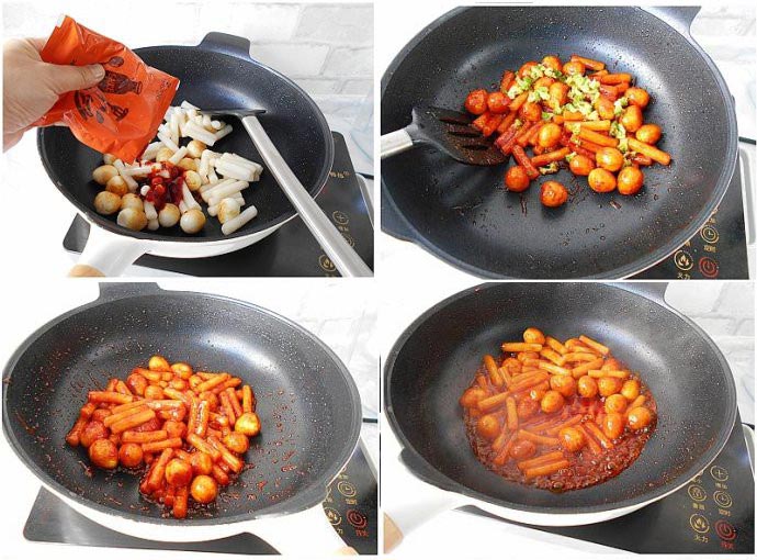 Sơ chế nguyên liệu làm tokbokki xúc xích trứng cút