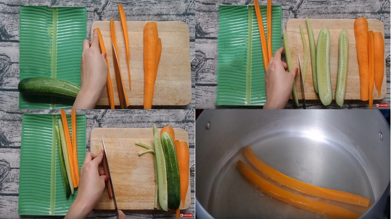 Sơ chế nguyên liệu làm kimbap chiên