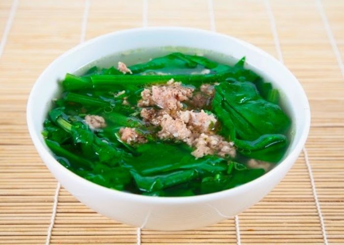 Canh cải bó xôi thịt bằm