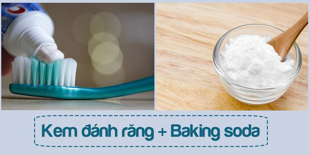Làm trắng răng bằng baking soda và kem đánh răng Làm trắng răng bằng baking soda và kem đánh răng