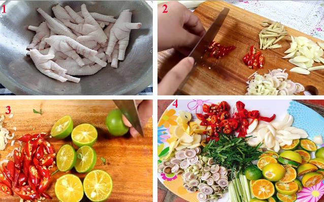 Nguyên liệu làm chân gà rút xương ngâm sả tắc Nguyên liệu làm chân gà rút xương ngâm sả tắc