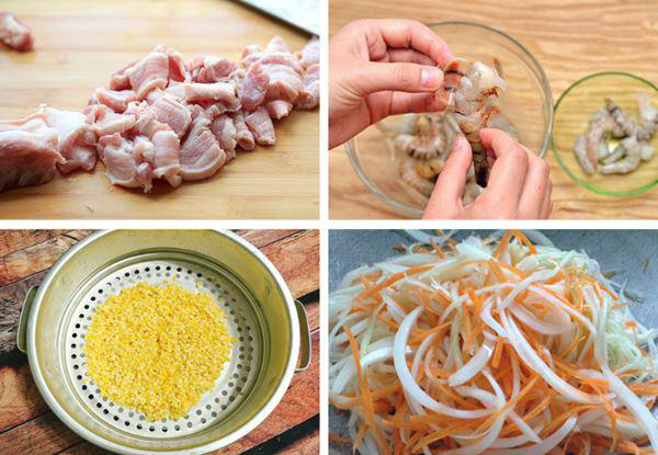 Sơ chế nguyên liệu làm bánh xèo