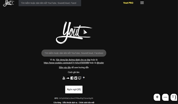 Truy cập vào website Yout.com