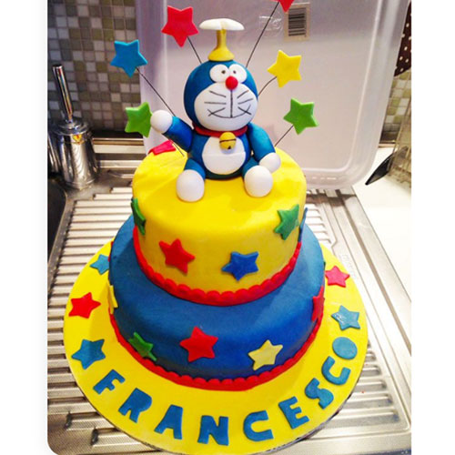 Bánh kem doremon 2 tầng