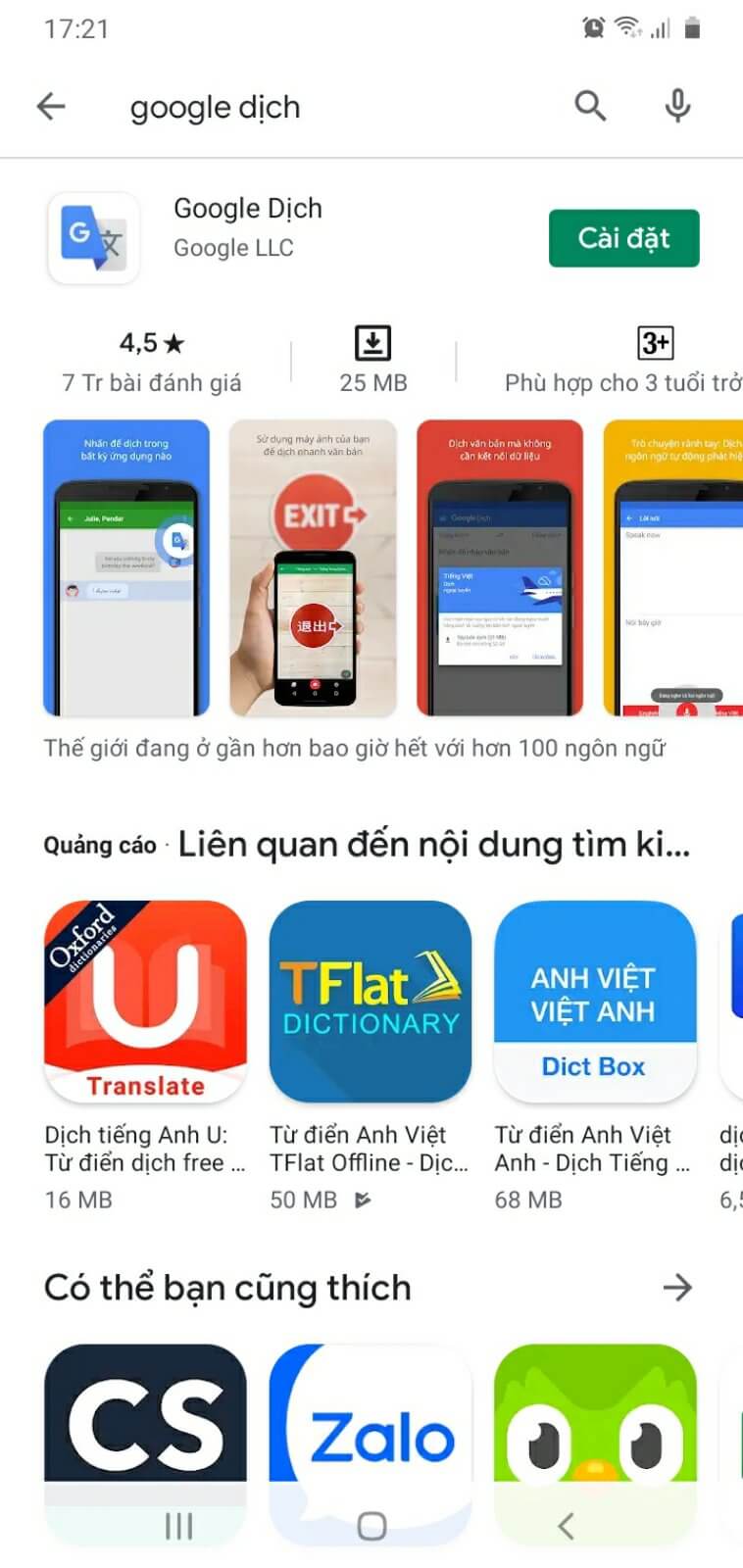 Tải và cài đặt tính năng Google dịch tiếng Anh bằng camera Tải và cài đặt tính năng Google dịch tiếng Anh bằng camera