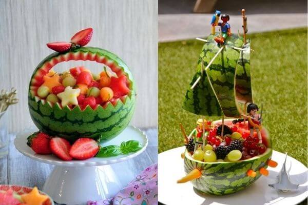 Dưa hấu là loại quả được chọn nhiều nhất để trang trí mâm ngũ quả Dưa hấu là loại quả được chọn nhiều nhất để trang trí mâm ngũ quả