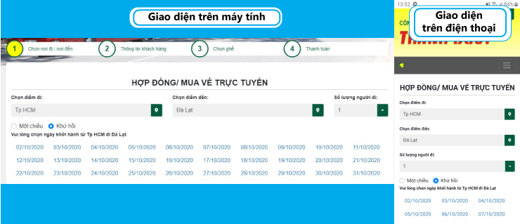 Bước 1 đặt vé nhà xe Thành Bưởi Bước 1 đặt vé nhà xe Thành Bưởi