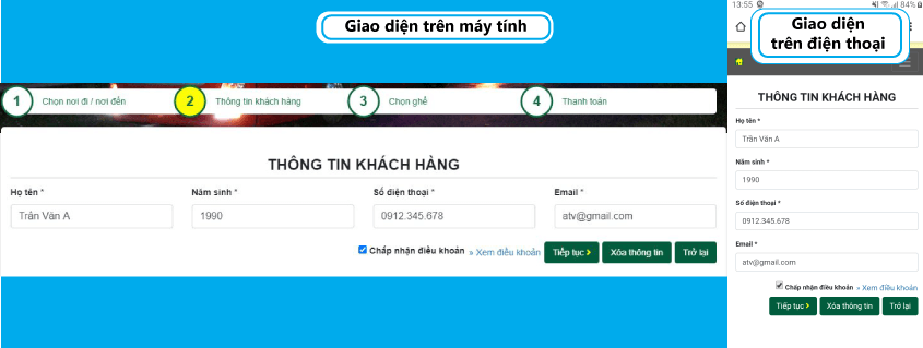 Bước 2 đặt vé nhà xe Thành Bưởi Bước 2 đặt vé nhà xe Thành Bưởi