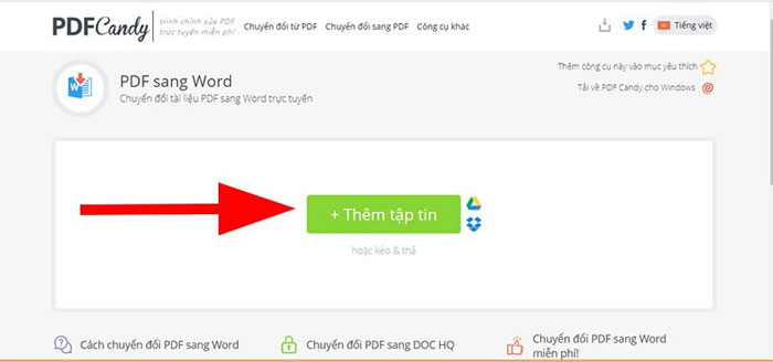 Chuyển PDF sang Word bằng PDF Candy