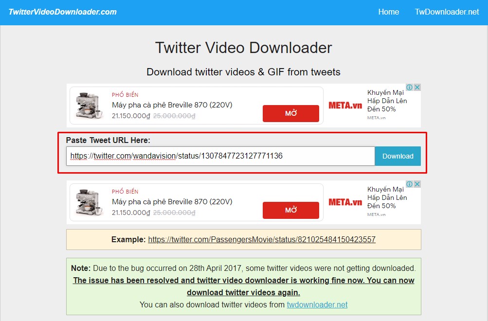 Dán đường link vào khung