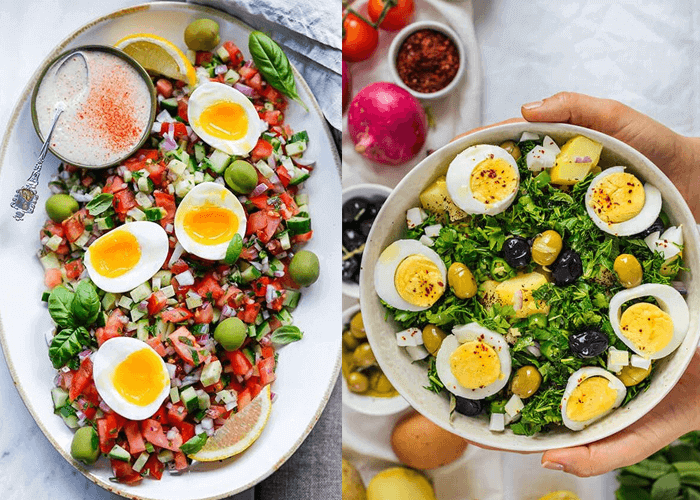 Công thức salad giảm cân với rau củ và trứng luộc