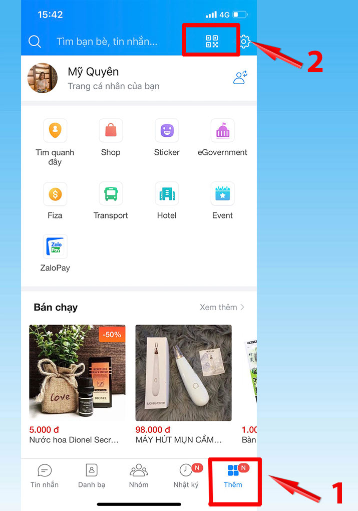 Nhấn chọn vào biểu tượng “Thêm” ở góc phải bên dưới màn hình Nhấn chọn vào biểu tượng “Thêm” ở góc phải bên dưới màn hình
