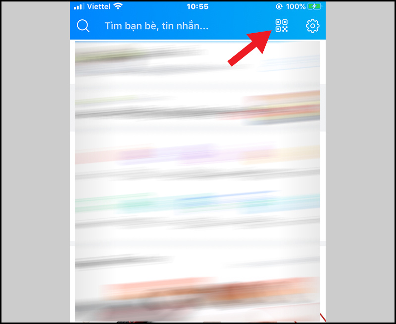 Nhấn vào biểu tượng QR trên góc phải màn hình Nhấn vào biểu tượng QR trên góc phải màn hình