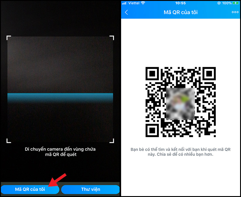 Nhấn chọn mã QR của tôi để mã QR xuất hiện Nhấn chọn mã QR của tôi để mã QR xuất hiện