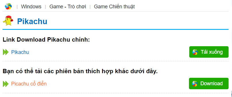 Cách tải game Pikachu cổ điển miễn phí về máy tính