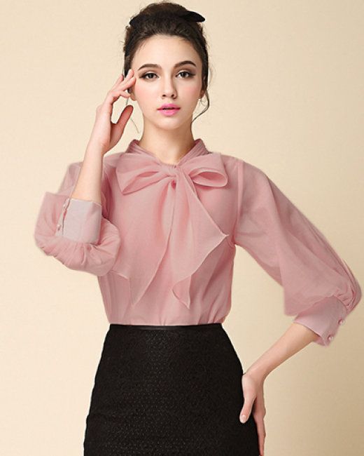 Cách thắt nơ voan cho áo sơ mi công sở Cách thắt nơ voan cho áo sơ mi công sở